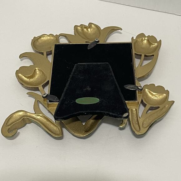 Ashleigh Manor Photo Frame Gold Enameled Tulips 3 X 3 Vintage Pink Floral - Picture 5 of 9